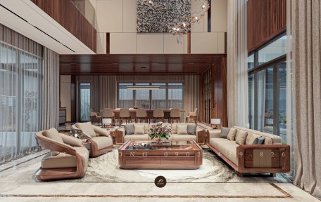 Kinh nghiệm chọn đơn vị thi công phòng khách gỗ óc chó uy tín